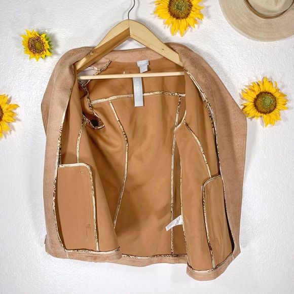 Chico’s NWT Faux Suede Elongated Moto Zippered Pink Jacket Size 1 Or Med Womens - Picture 9 of 16